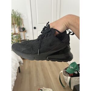 Nike Air Max 270 Triple Black Womens 6.5 Running Shoes All Black Sneakers AH6789